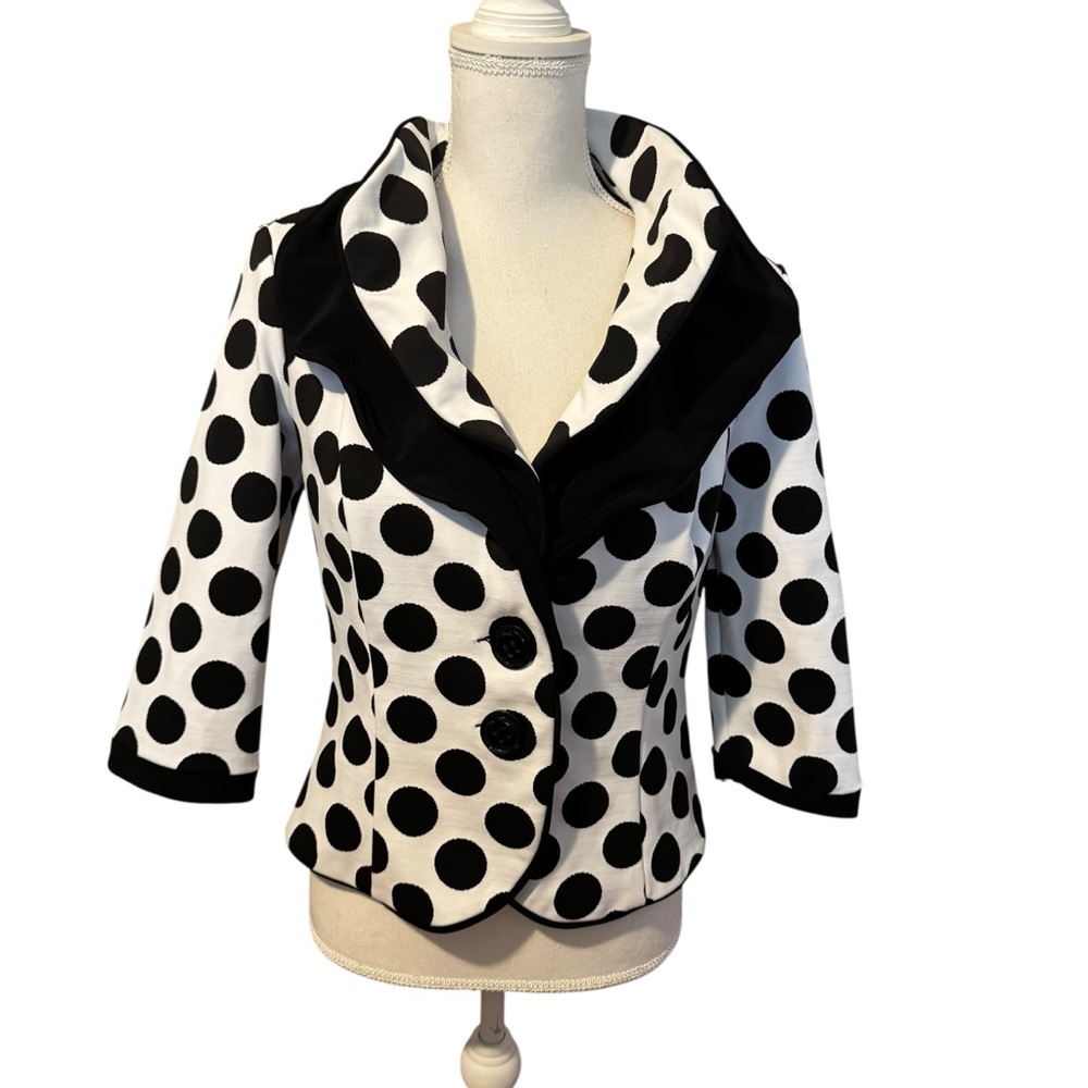 Joseph Ribkoff Polka Dot Black White Blazer Jacket US 10